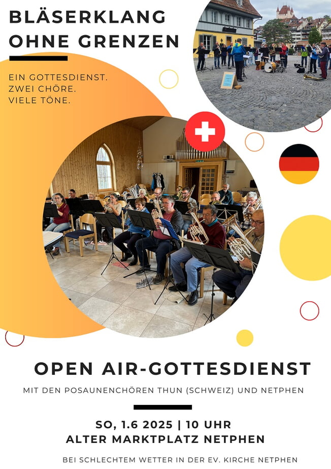 Zentraler Open Air Gottesdienst mit den Posaunenchören Netphen u. Thun/Schweiz
